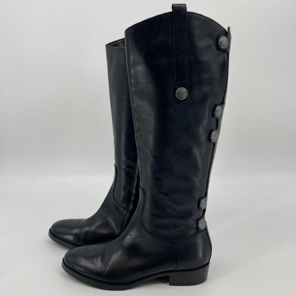Arturo Chiang Black Silver Leather Heeled Boots | Almond Toe & Zip Closure - Picture 5 of 9